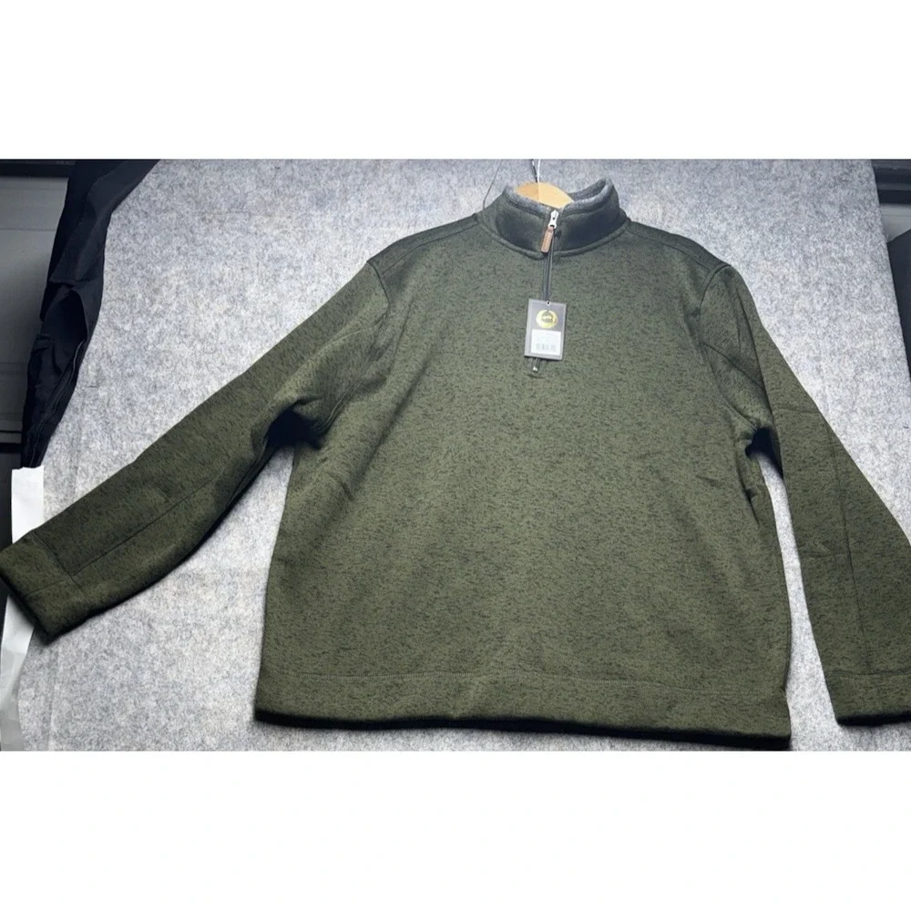 Victory Sportswear Fleece Pullover Mens XXL Olive Quarter Zip Long‎ Sleeve